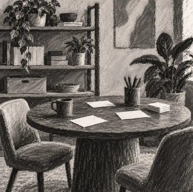 Illustration of consulting businesses equipment and workspace